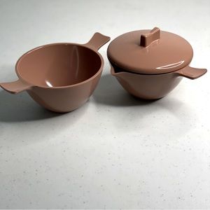 Vintage mid century modern Melmac Marcrest creamer and sugar dish | dusty rose